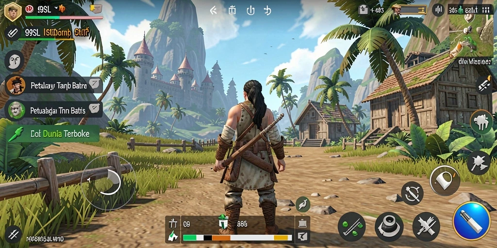 Tangkapan layar gameplay 99SL menampilkan eksplorasi dunia terbuka yang menakjubkan.