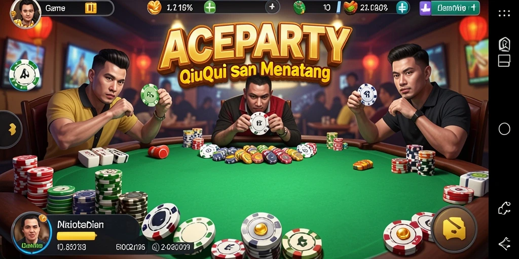 Tangkapan layar ACEPARTY menampilkan gameplay QiuQiu yang intens.