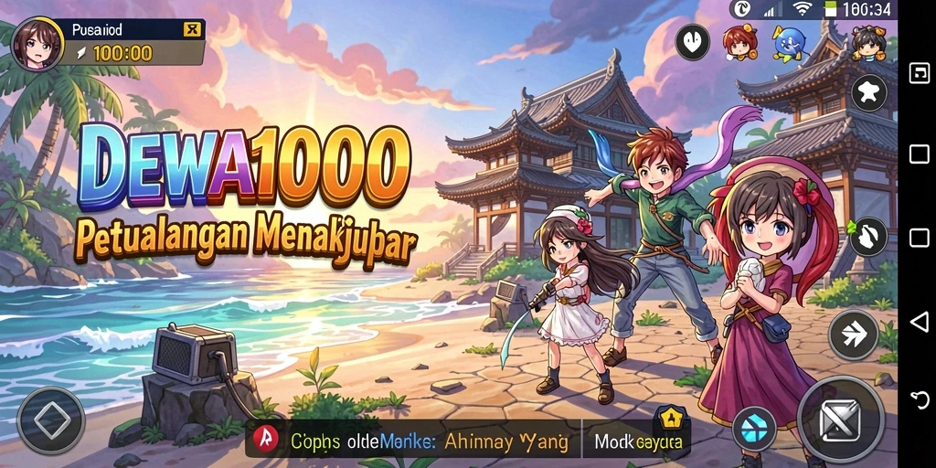 Tampilan seru gameplay DEWA1000 dengan karakter Anime yang epik.