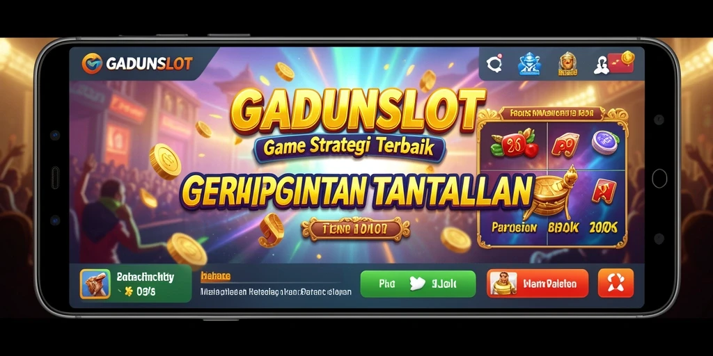 Tampilan gameplay GADUNSLOT dengan aksi strategi yang mendebarkan.