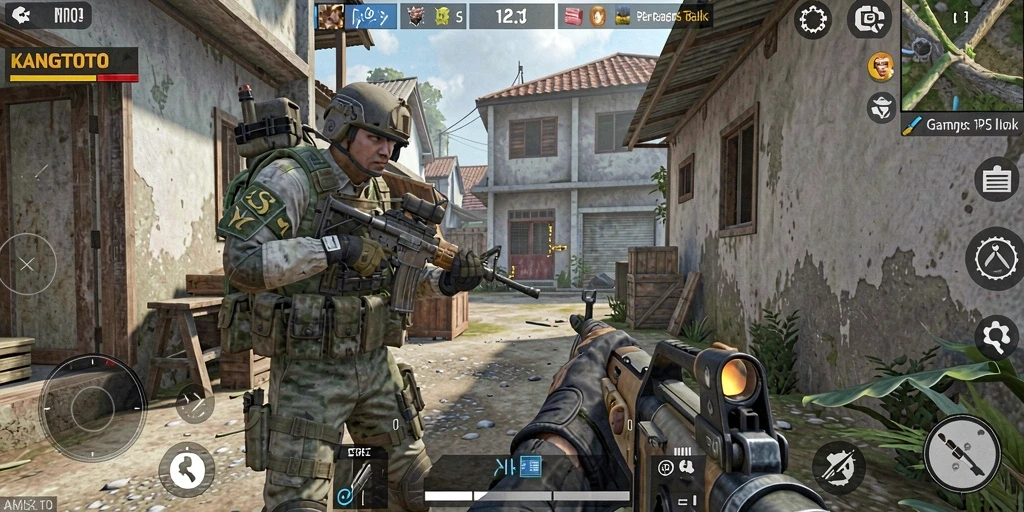 Tampilan gameplay <strong>KANGTOTO</strong> dengan aksi menegangkan di medan perang.