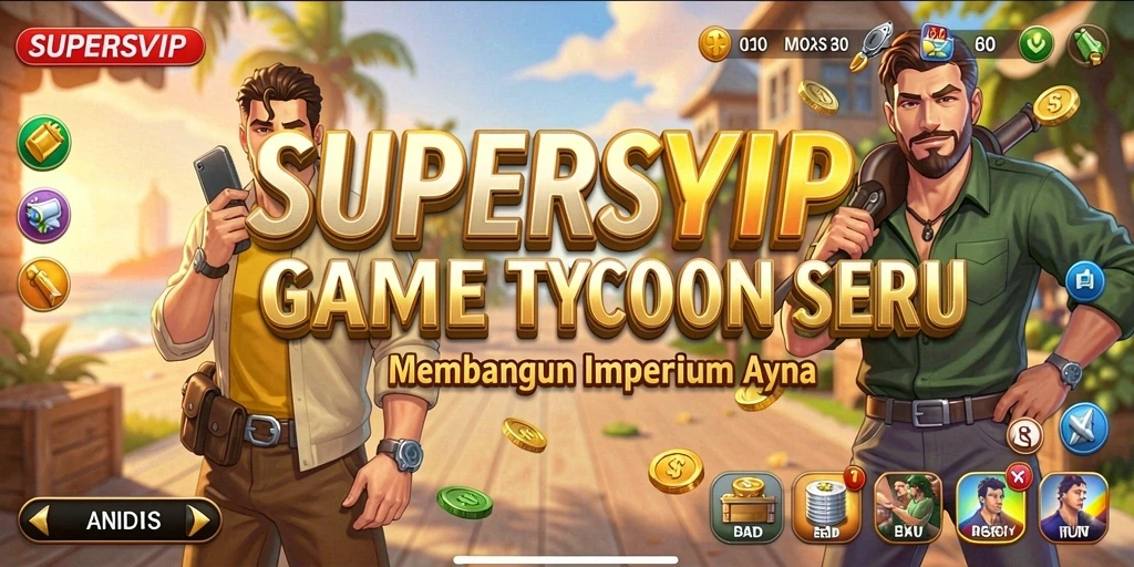 Tampilan gameplay menarik dari SUPERSVIP dengan elemen Tycoon.
